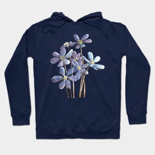 Hepatica Flowers Watercolor Painting Hoodie